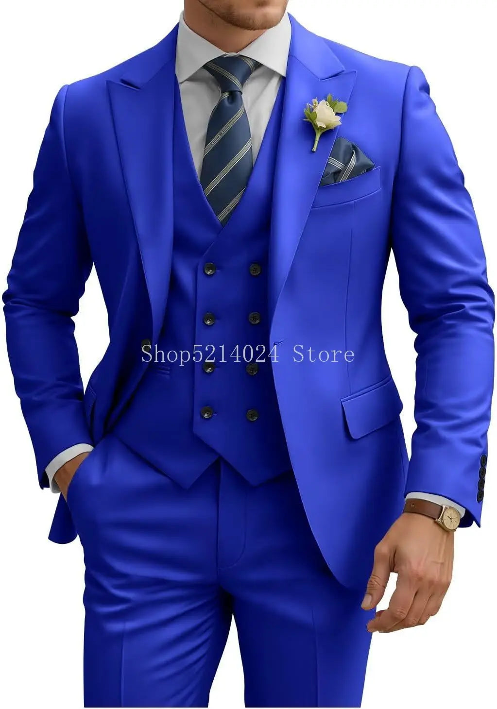 Mens Suit 3 Piece Slim Fit Suits for Men Double Breasted Suit Wedding Suits Formal Business Dinner Tuxedo