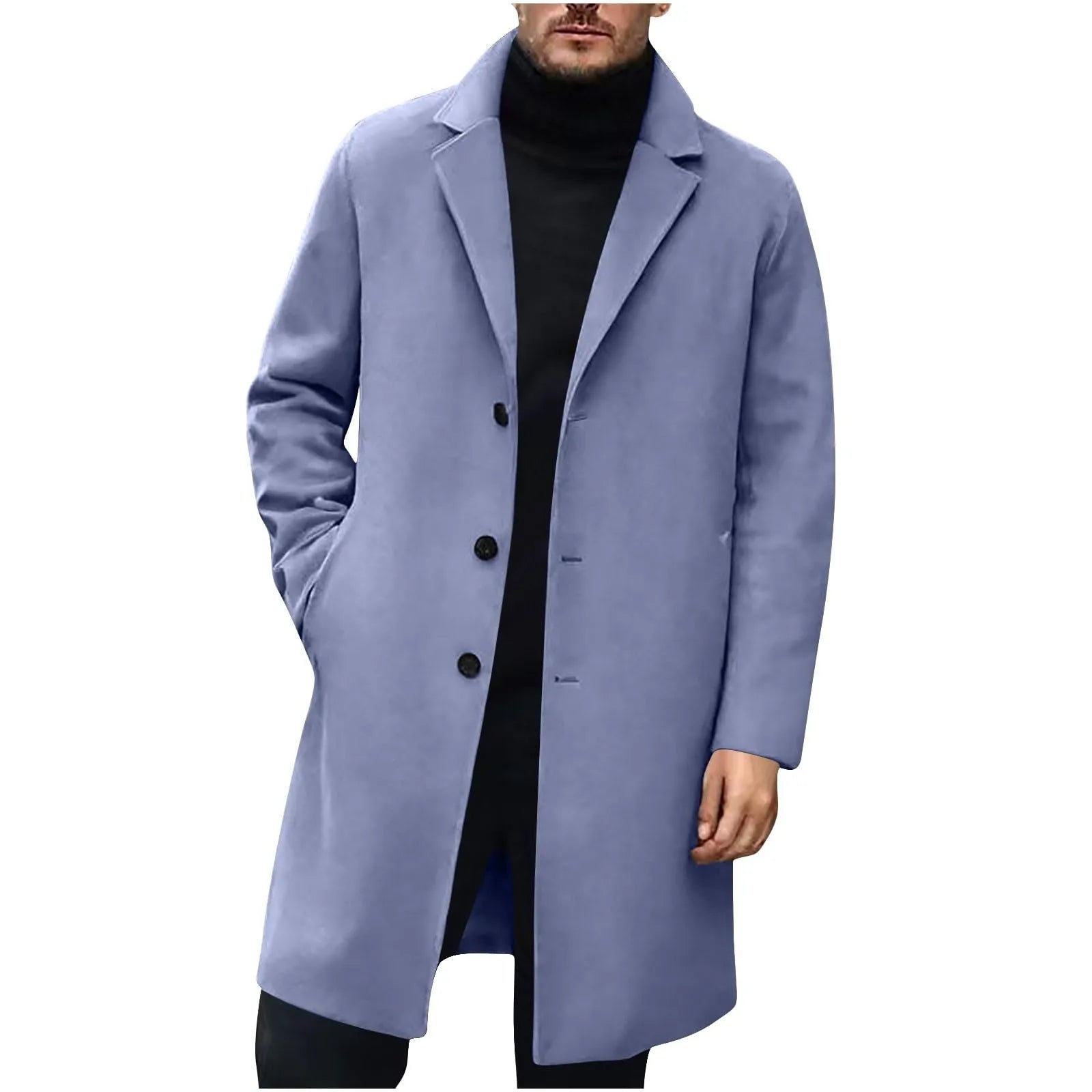 Men Wool Blends Coats Trench Pea Coat Spring Winter Solid Color High Quality Men's Wool Jacket Luxurious Clothing