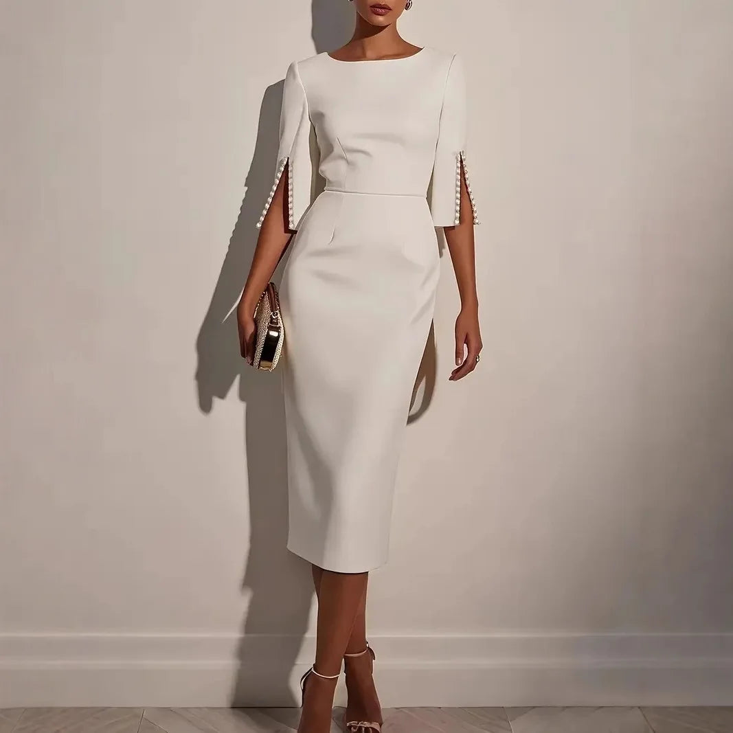 Dress for Women Fashion Comfortable Church Solid Color Bead Slim and Elegant Dress