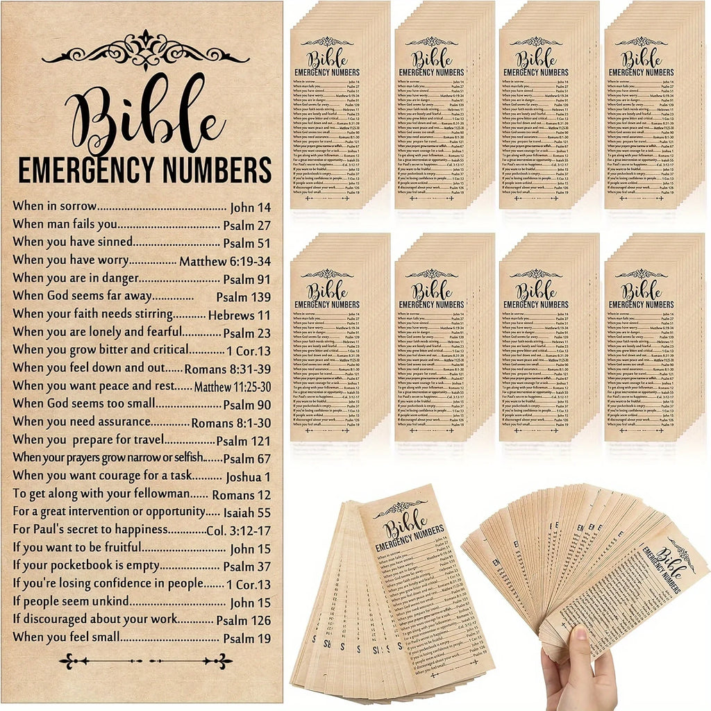 50/100pcs Bible Emergency Number Bookmarks Christian Gifts Religious Bible Verse Christian Bookmarks