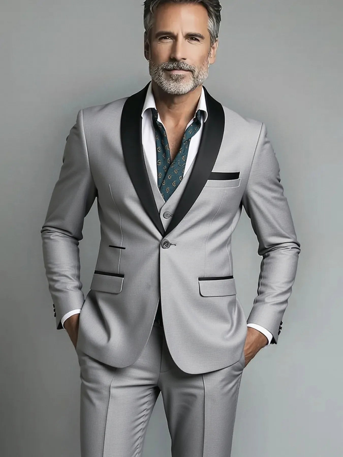 Suit (suit+vest+pants) Men's Business Solid Color Fashion Slimming Work Solid Color Plus Size Formal Dress Wedding Best Men Suit