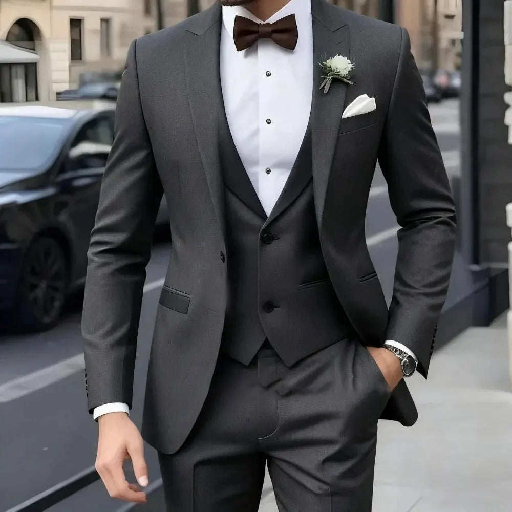 Casual Wedding Groom Best Man Dress Jacquard Men's Suit Three-piece Set  Wedding Suits for Men Suits