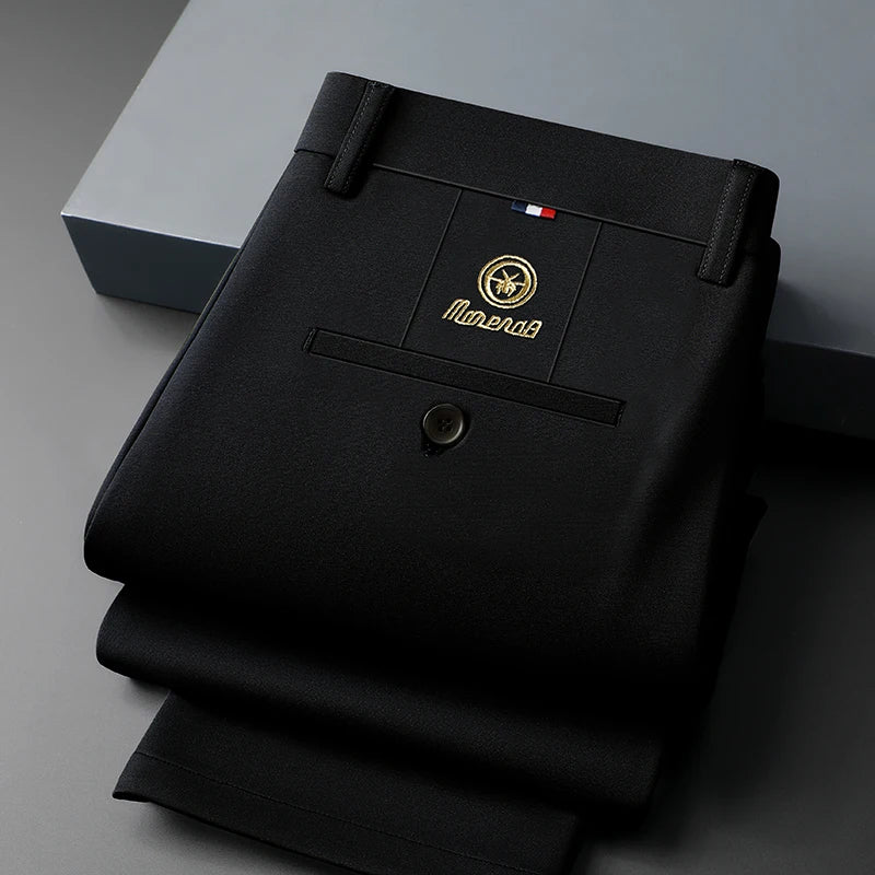 Mens Stretch Pants Business Casual Church Work Dress Comfy Pants Lightweight Quick Dry Slacks Trousers with Pockets