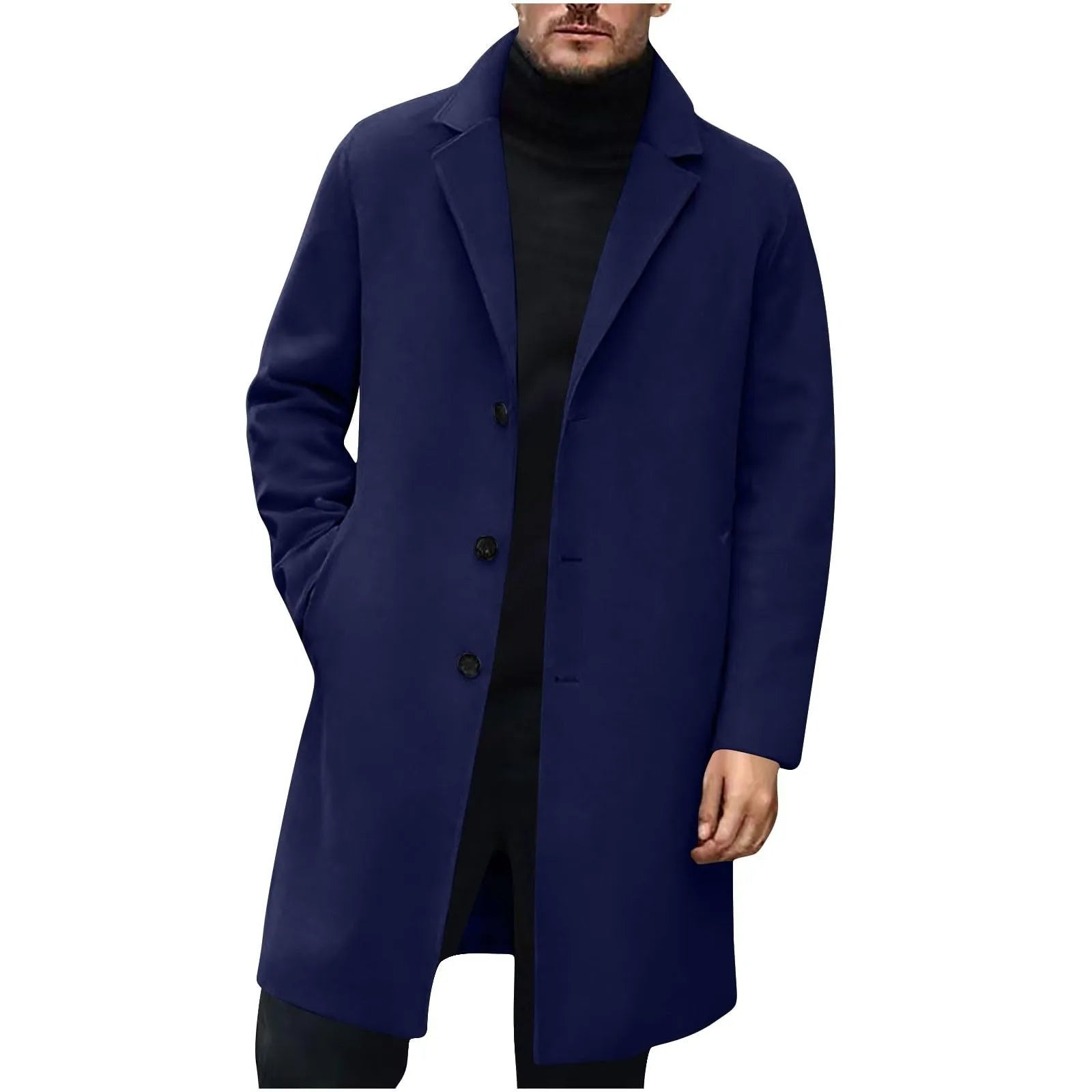 Men Wool Blends Coats Trench Pea Coat Spring Winter Solid Color High Quality Men's Wool Jacket Luxurious Clothing