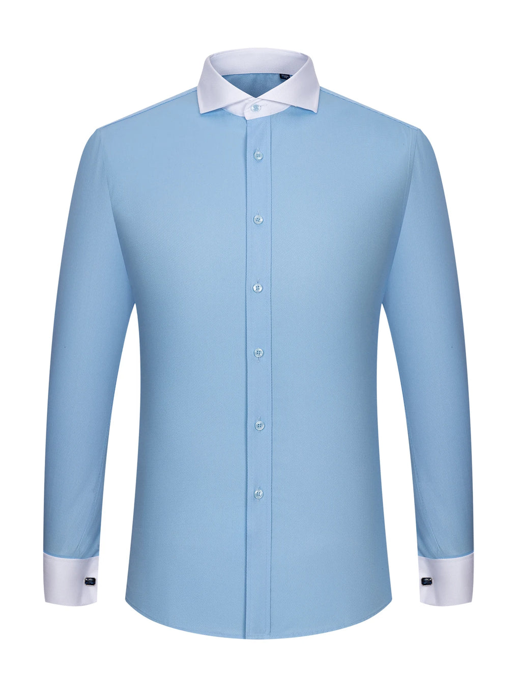 Men's Long-Sleeved Shirt Men's High-Grade Niche Double Folded Sleeve Windsor Collar Retro Business Dress Cufflinks