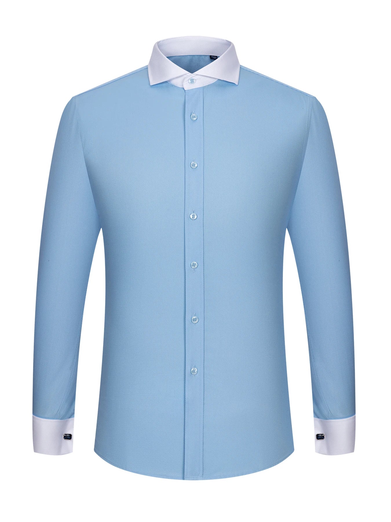 Men's Long-Sleeved Shirt Men's High-Grade Niche Double Folded Sleeve Windsor Collar Retro Business Dress Cufflinks