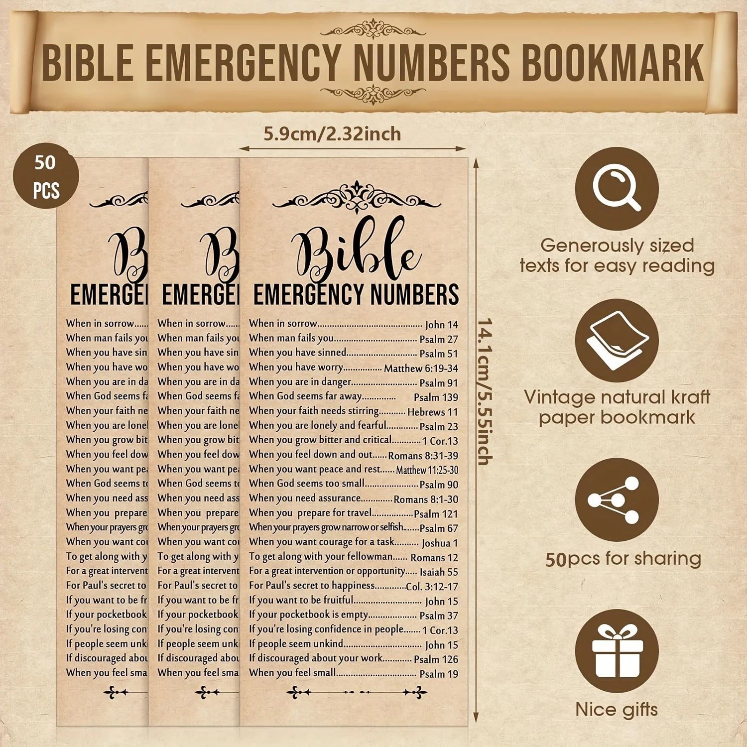 50/100pcs Bible Emergency Number Bookmarks Christian Gifts Religious Bible Verse Christian Bookmarks