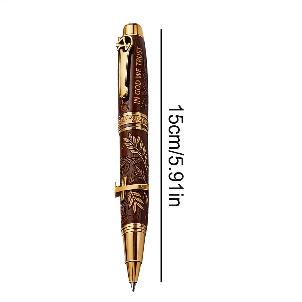God Bless Bible Commemorative Pen Christian Gift Pen Engraved Scriptures Cross Design Inspirational Writing Supplies