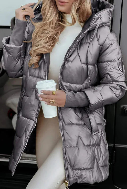 Casual Cotton-padded Coat Women Soild Hooded Long Parkas Warm Thick Jackets Autumn Winter Jacket Zip Overcoats