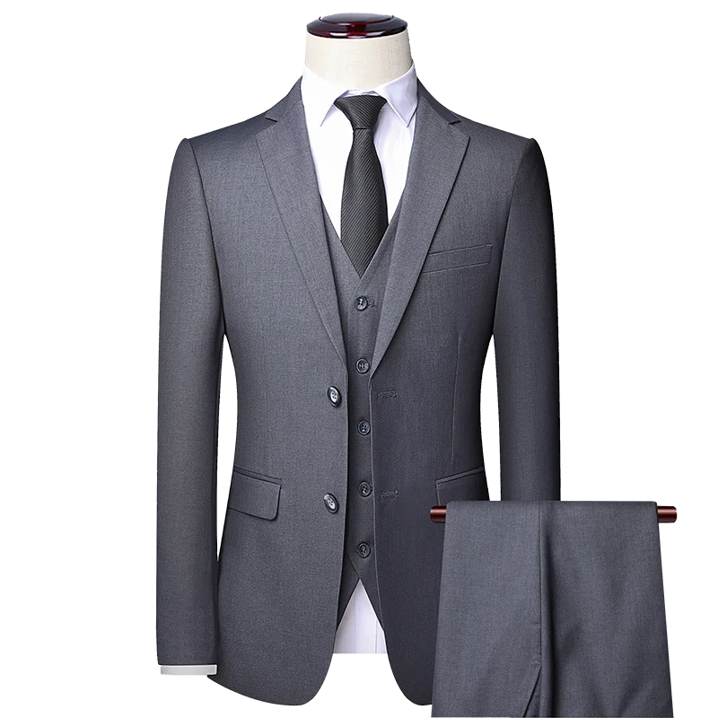 Suit Men Fashion  (Blazer+ Vest + Pants)  Business Wedding Work Casual Slim Professional Gentleman Suit