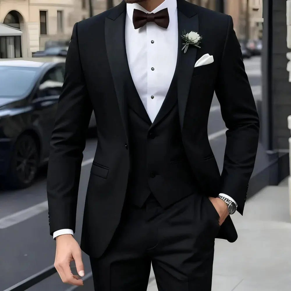Casual Wedding Groom Best Man Dress Jacquard Men's Suit Three-piece Set  Wedding Suits for Men Suits