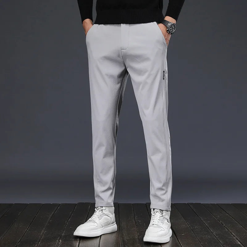 Men's Pants Spring Autumn High Elasticity Fashion Casual Versatile Breathable Quality Trousers for Comfortable Church Wear