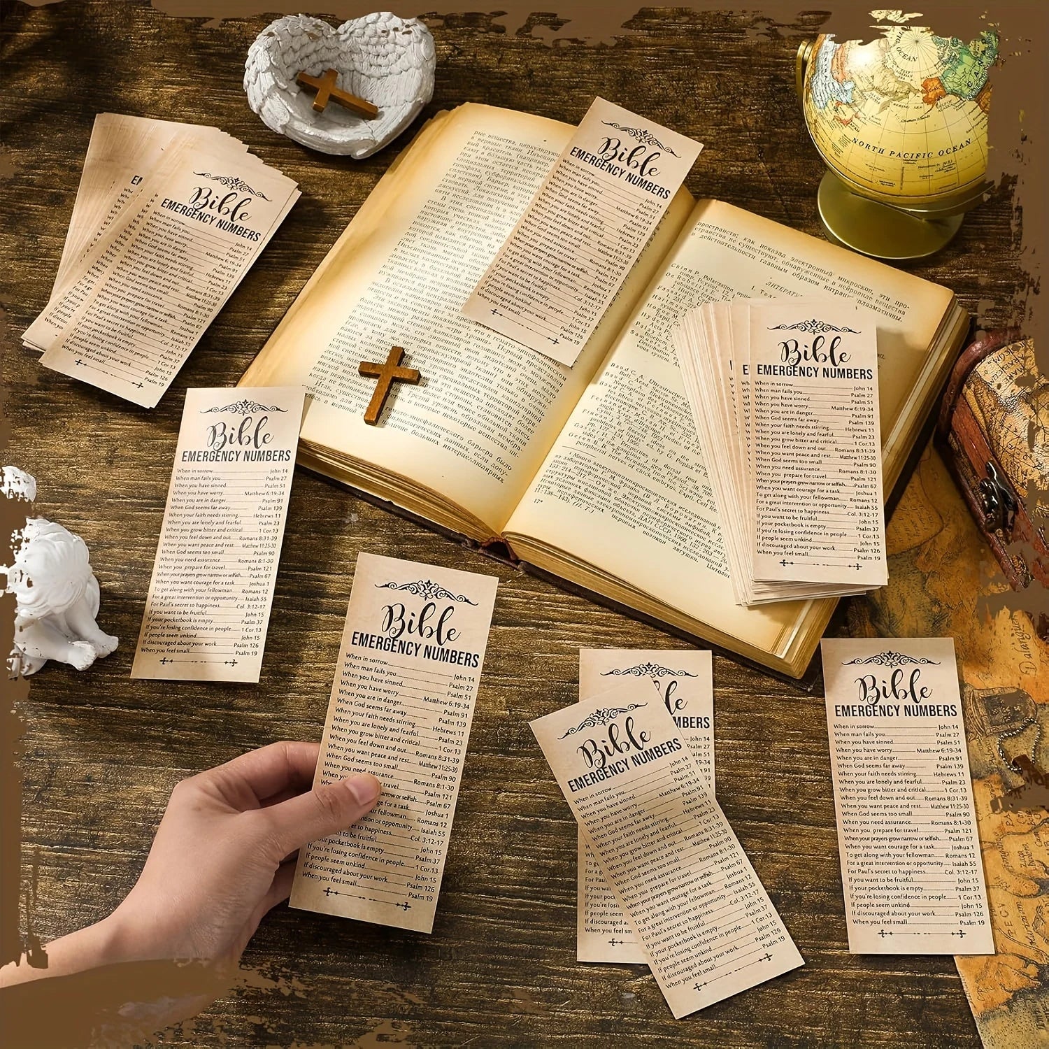 50/100pcs Bible Emergency Number Bookmarks Christian Gifts Religious Bible Verse Christian Bookmarks