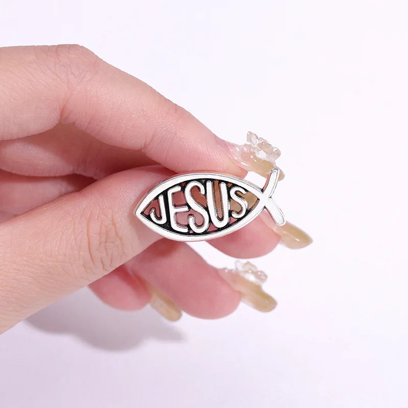 Jesus Fish Christianity Enamel Pins Brooches Lapel Pin for Kids Friends Wholesale Badge Pin