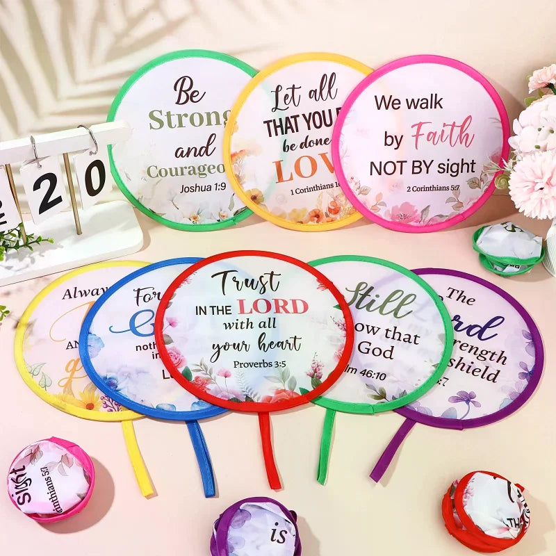 Christian Church Folding Fan Summer Flower Collapsible Handheld Hand Fan Round Church Fans Bulk For Church Service