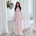 Modest Dress for Women Lace Up Pleated Long Dresses