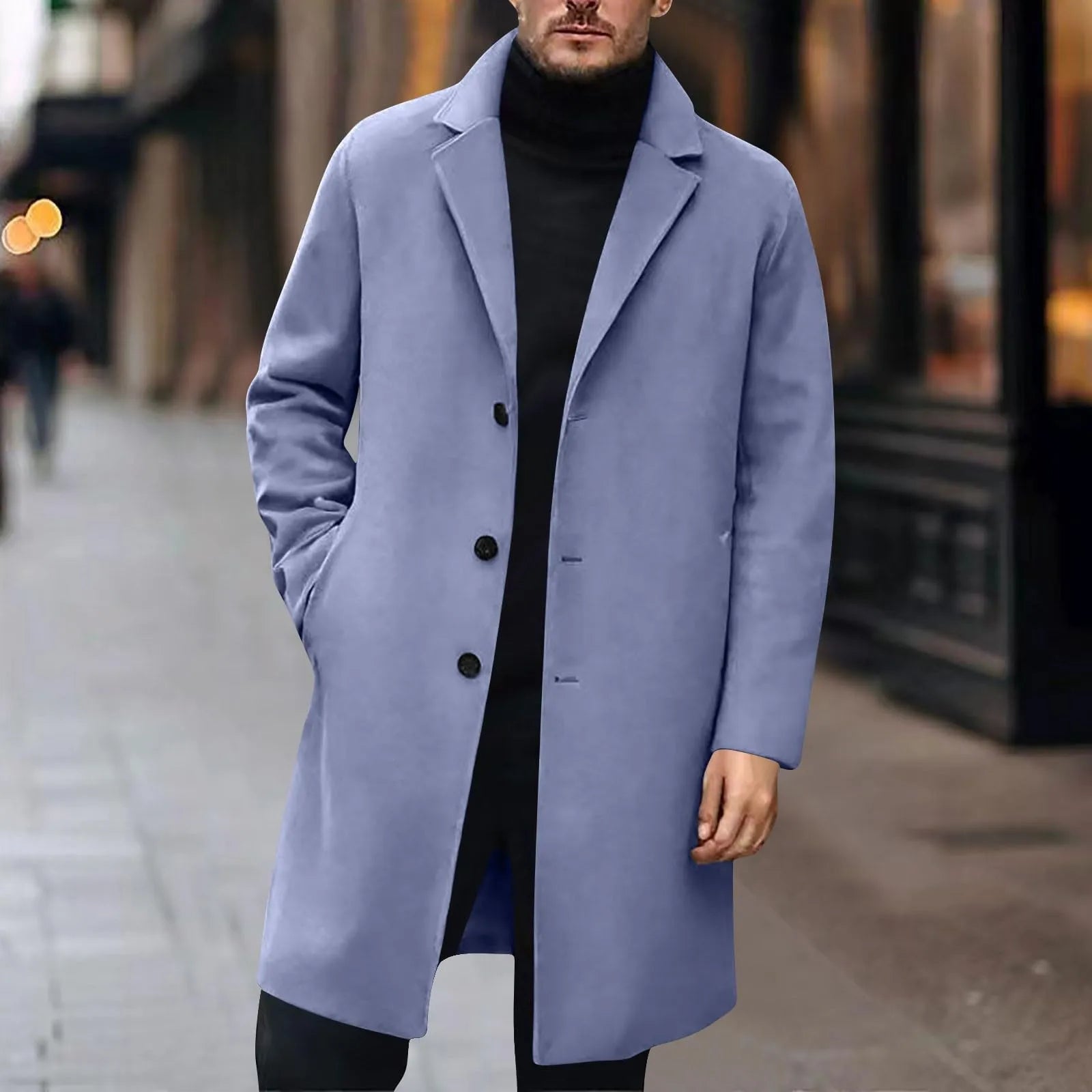 Men Wool Blends Coats Trench Pea Coat Spring Winter Solid Color High Quality Men's Wool Jacket Luxurious Clothing