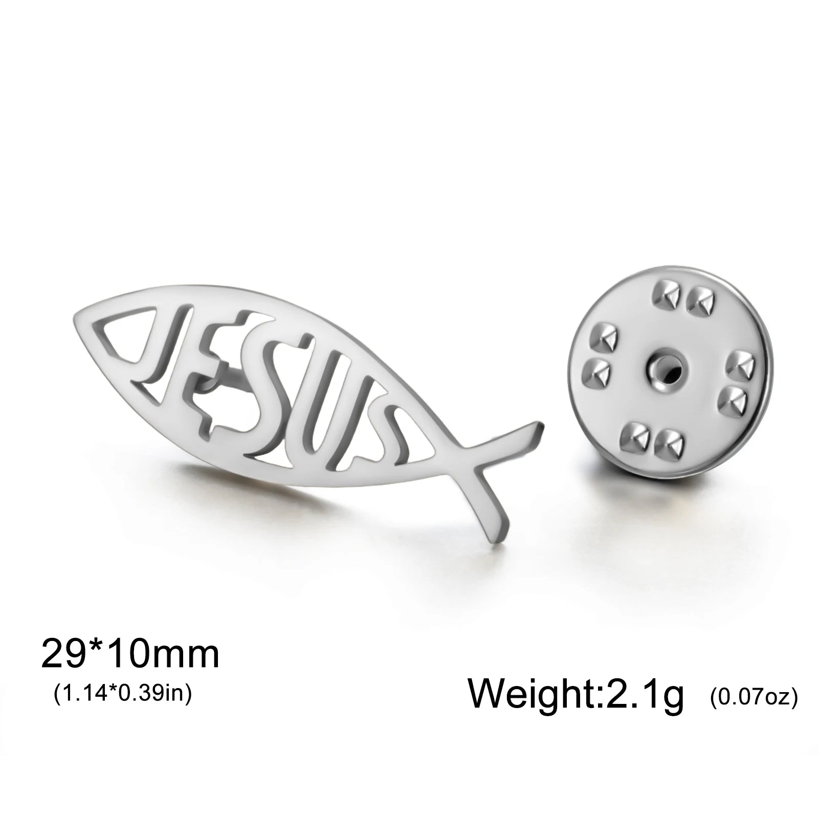 Stainless Steel Jesus Fish Lapel Pins Brooches for Women Men Christian Jewelry Suit Collar Badges Metal Pins