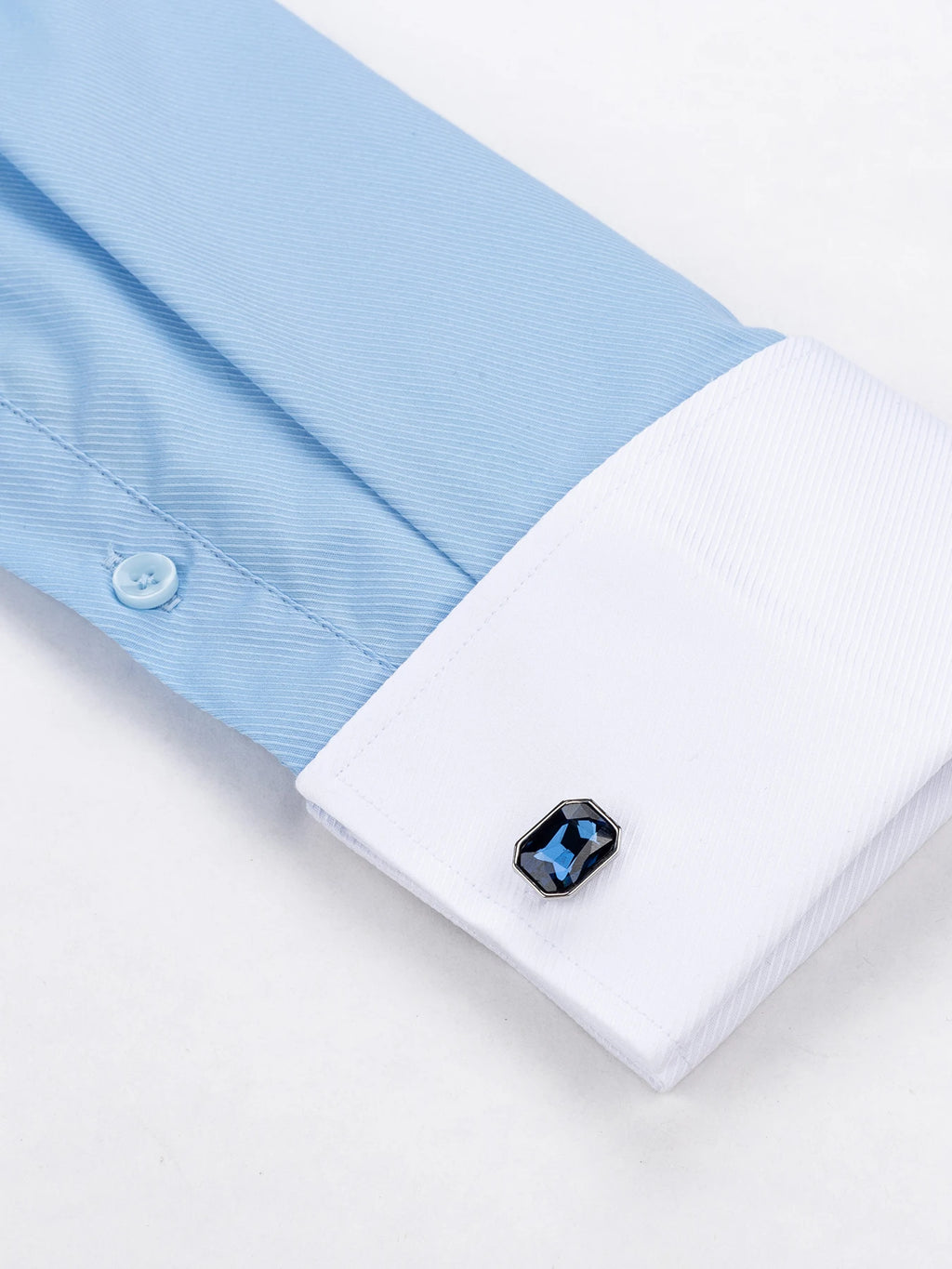 Men's Long-Sleeved Shirt Men's High-Grade Niche Double Folded Sleeve Windsor Collar Retro Business Dress Cufflinks