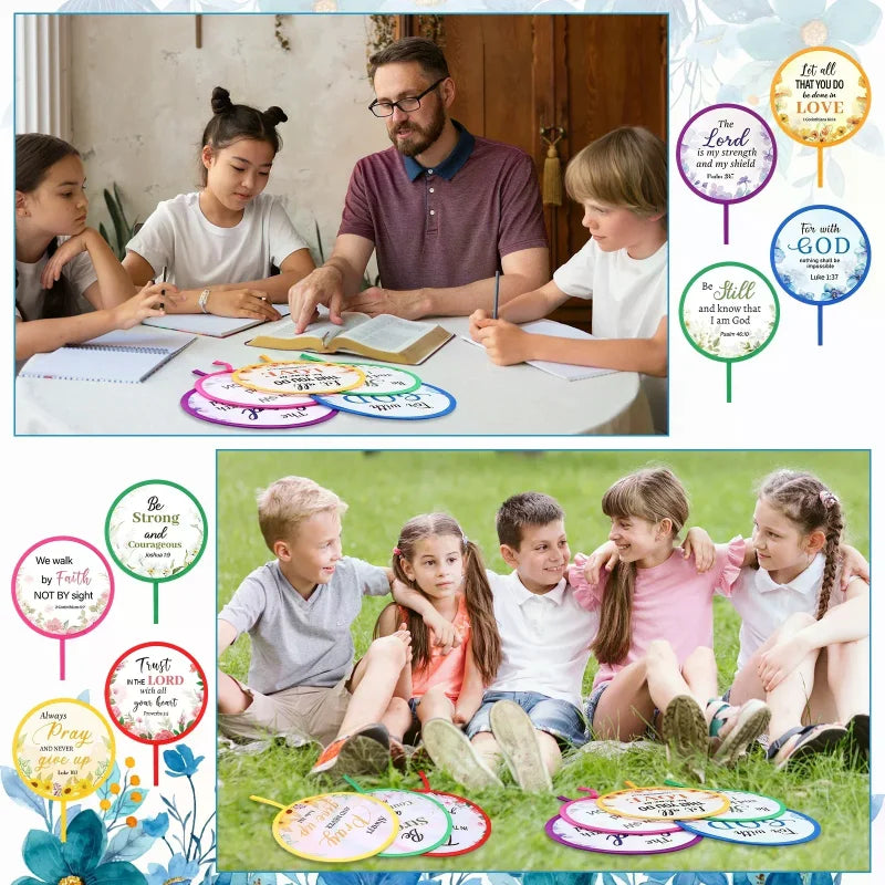 Christian Church Folding Fan Summer Flower Collapsible Handheld Hand Fan Round Church Fans Bulk For Church Service