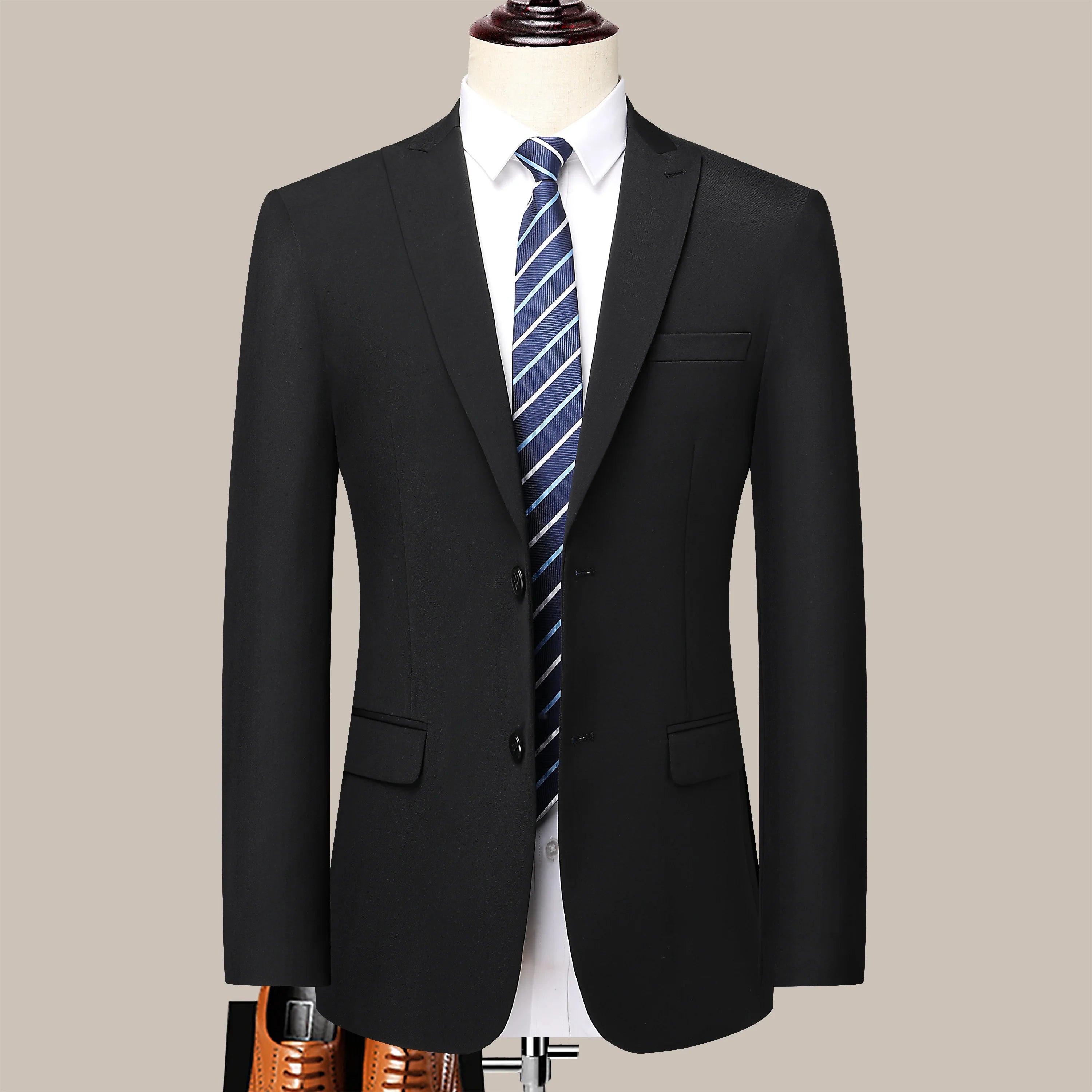 Man Suit (blazer+ Pants) Gentleman Fashion Business Double Split Casual Slim Solid Color Wedding Work