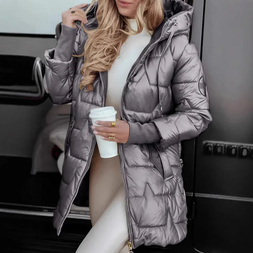 Casual Cotton-padded Coat Women Soild Hooded Long Parkas Warm Thick Jackets Autumn Winter Jacket Zip Overcoats