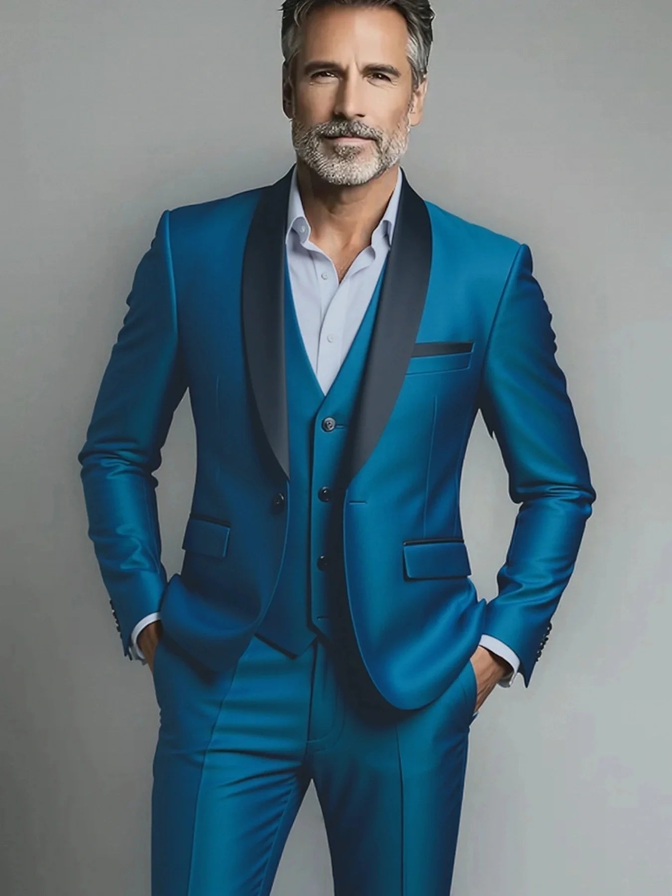 Suit (suit+vest+pants) Men's Business Solid Color Fashion Slimming Work Solid Color Plus Size Formal Dress Wedding Best Men Suit