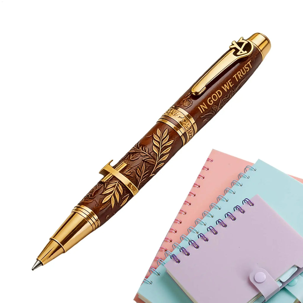 God Bless Bible Commemorative Pen Christian Gift Pen Engraved Scriptures Cross Design Inspirational Writing Supplies