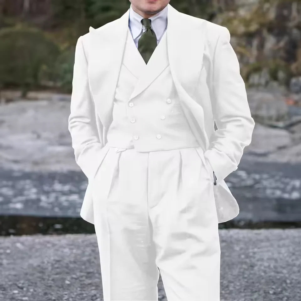 Men's Suit Three-piece Slim Double-breasted Jacket Vest Pants Full Suit Casual Stylish Elegant Comfortable Suit Man Suits Set