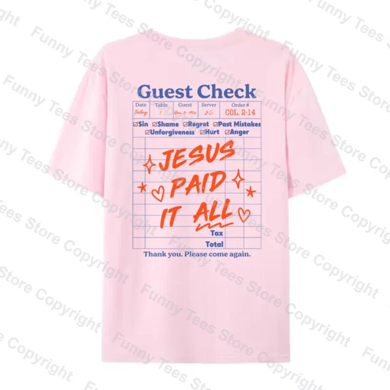 Jesus Paid Retro Bible Verse T-Shirts for Women Christian Graphic Tees Jesus Faith T Shirt Unisex Top
