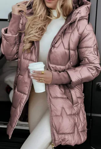 Casual Cotton-padded Coat Women Soild Hooded Long Parkas Warm Thick Jackets Autumn Winter Jacket Zip Overcoats